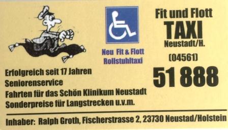 Taxi Fit und Flott | Behindertenfahrten, Neustadt | Visitenkarte u